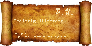 Preiszig Ulisszesz névjegykártya
